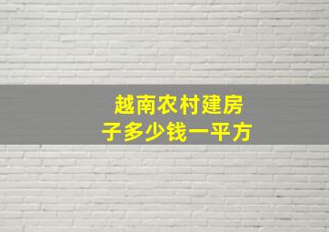 越南农村建房子多少钱一平方