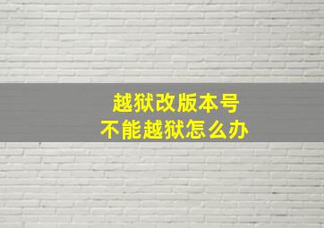 越狱改版本号不能越狱怎么办