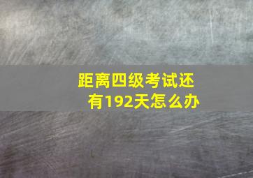 距离四级考试还有192天怎么办