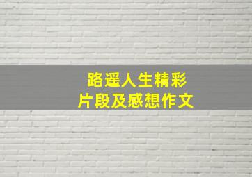 路遥人生精彩片段及感想作文