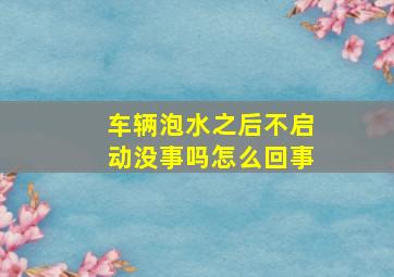 车辆泡水之后不启动没事吗怎么回事