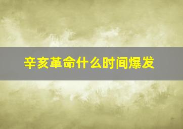 辛亥革命什么时间爆发