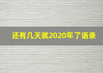 还有几天就2020年了语录