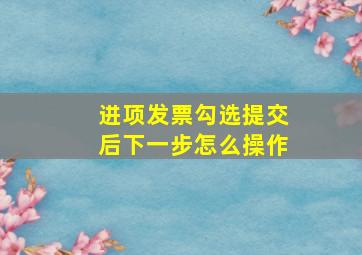 进项发票勾选提交后下一步怎么操作