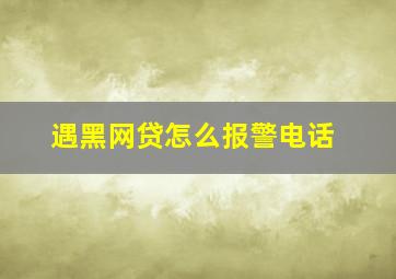 遇黑网贷怎么报警电话