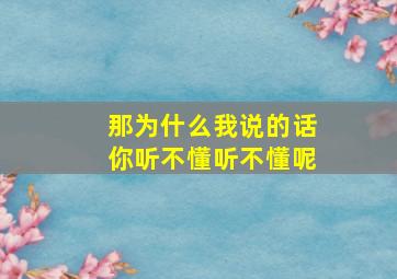 那为什么我说的话你听不懂听不懂呢