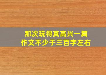 那次玩得真高兴一篇作文不少于三百字左右