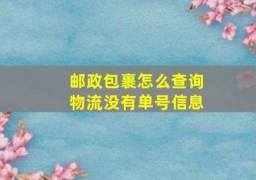 邮政包裹怎么查询物流没有单号信息