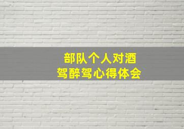 部队个人对酒驾醉驾心得体会