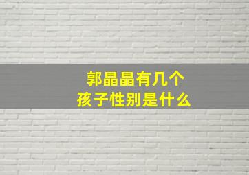 郭晶晶有几个孩子性别是什么