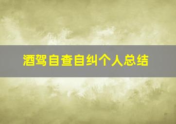 酒驾自查自纠个人总结