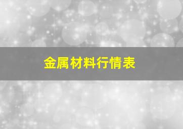 金属材料行情表