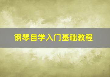 钢琴自学入门基础教程