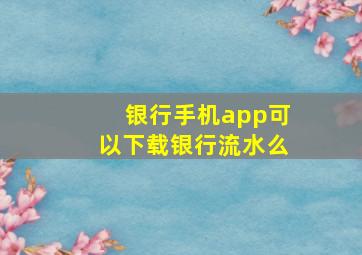 银行手机app可以下载银行流水么