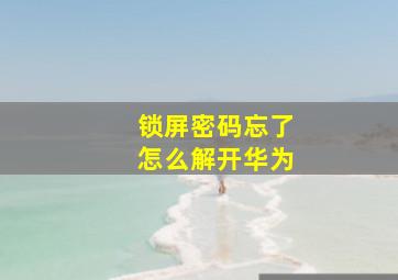 锁屏密码忘了怎么解开华为