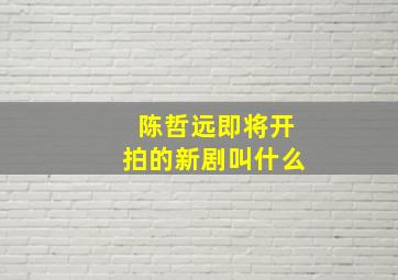 陈哲远即将开拍的新剧叫什么