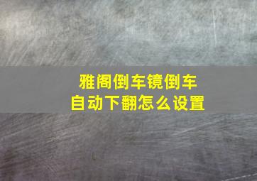 雅阁倒车镜倒车自动下翻怎么设置