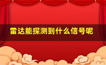 雷达能探测到什么信号呢