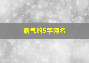 霸气的5字网名