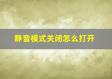 静音模式关闭怎么打开