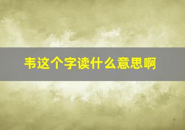 韦这个字读什么意思啊