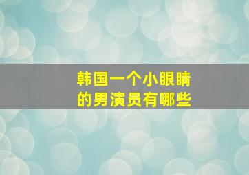 韩国一个小眼睛的男演员有哪些