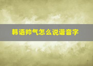 韩语帅气怎么说谐音字