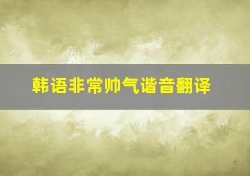 韩语非常帅气谐音翻译