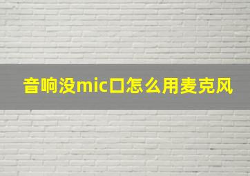 音响没mic口怎么用麦克风