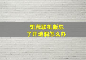 饥荒联机版忘了开地洞怎么办