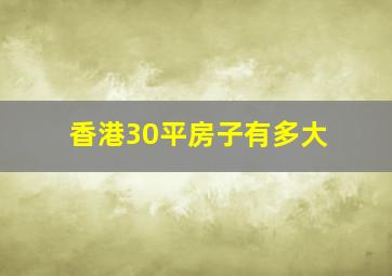 香港30平房子有多大