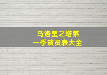 马洛里之塔第一季演员表大全