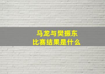 马龙与樊振东比赛结果是什么