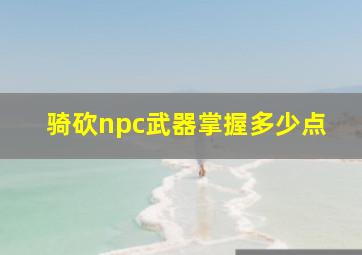 骑砍npc武器掌握多少点