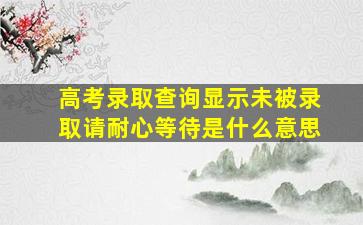 高考录取查询显示未被录取请耐心等待是什么意思