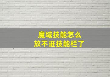 魔域技能怎么放不进技能栏了