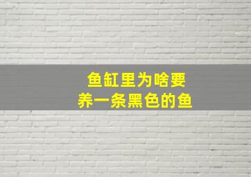 鱼缸里为啥要养一条黑色的鱼