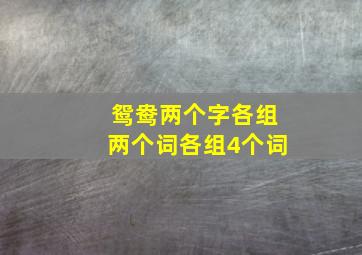 鸳鸯两个字各组两个词各组4个词