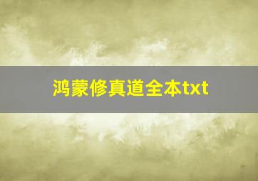 鸿蒙修真道全本txt