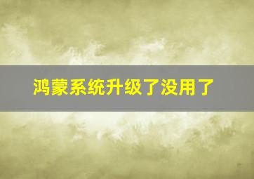 鸿蒙系统升级了没用了