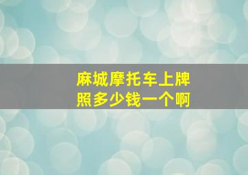 麻城摩托车上牌照多少钱一个啊