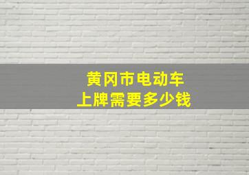 黄冈市电动车上牌需要多少钱