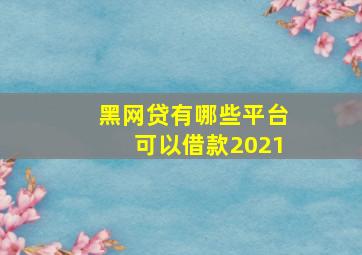 黑网贷有哪些平台可以借款2021